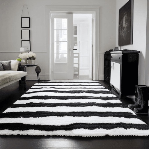 black and white farmhouse rug