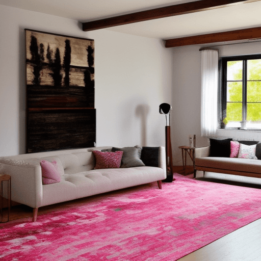 pink farmhouse area rug