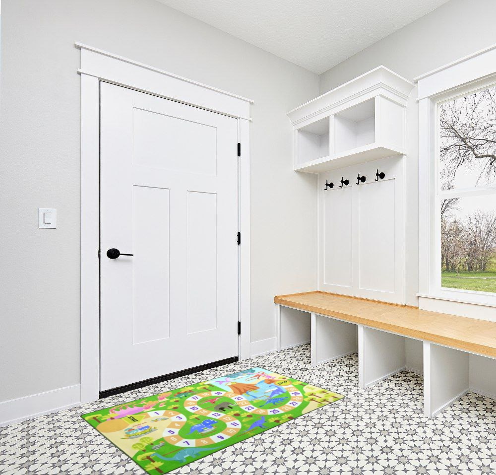 Entryway rug ideas in White Modern Entryway