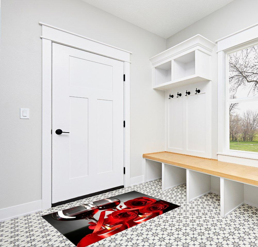 Entryway rug ideas in White Modern Entryway