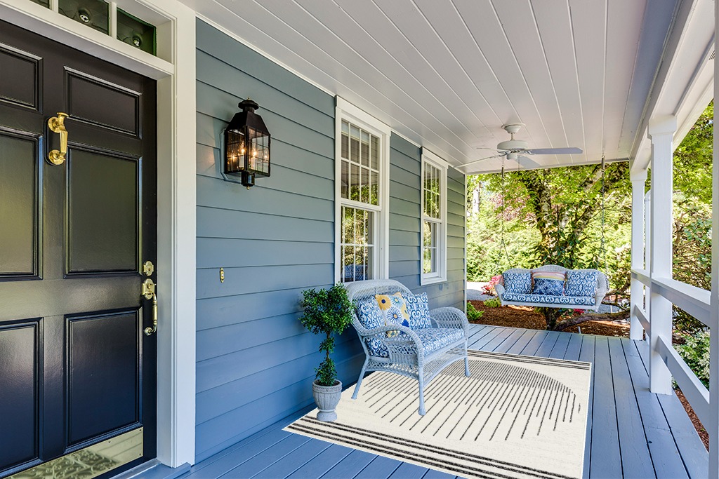 Modern outdoor rug ideas in Light Blue Patio