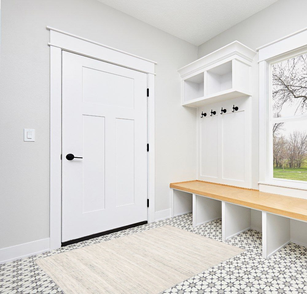 Rug ideas in White Modern Entryway