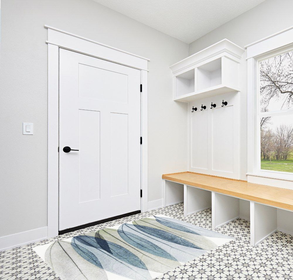 Rug ideas in White Modern Entryway