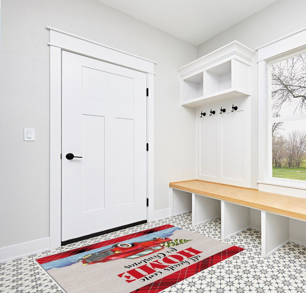 Entryway rug ideas in White Modern Entryway