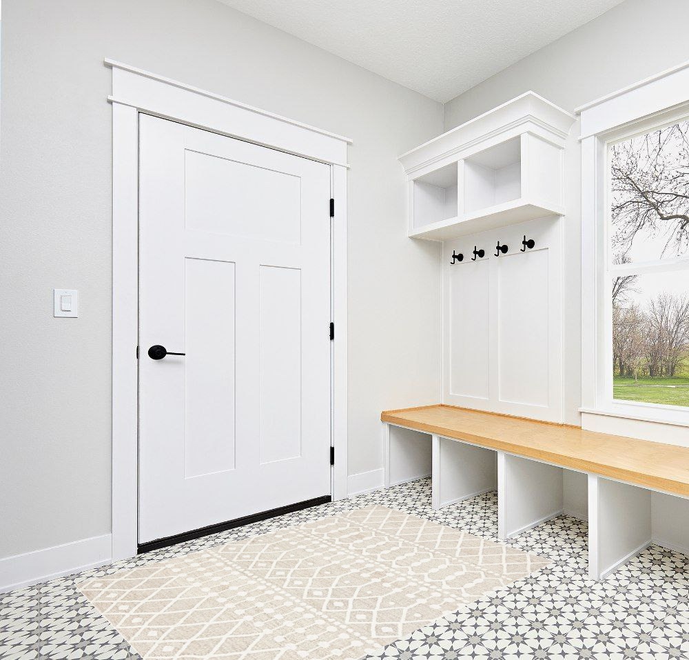 Rug ideas in White Modern Entryway