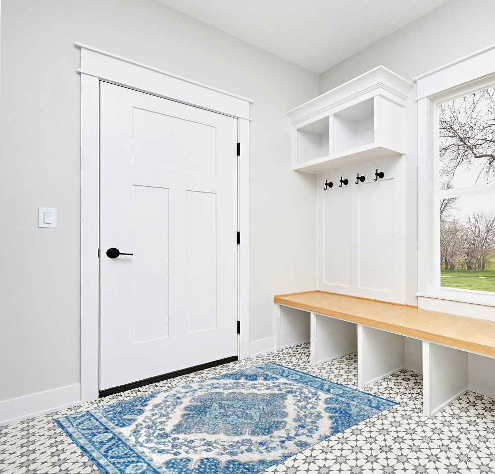 Rug ideas in White Modern Entryway