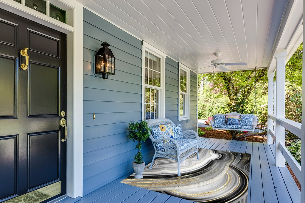 Outdoor patio rug ideas in Light Blue Patio