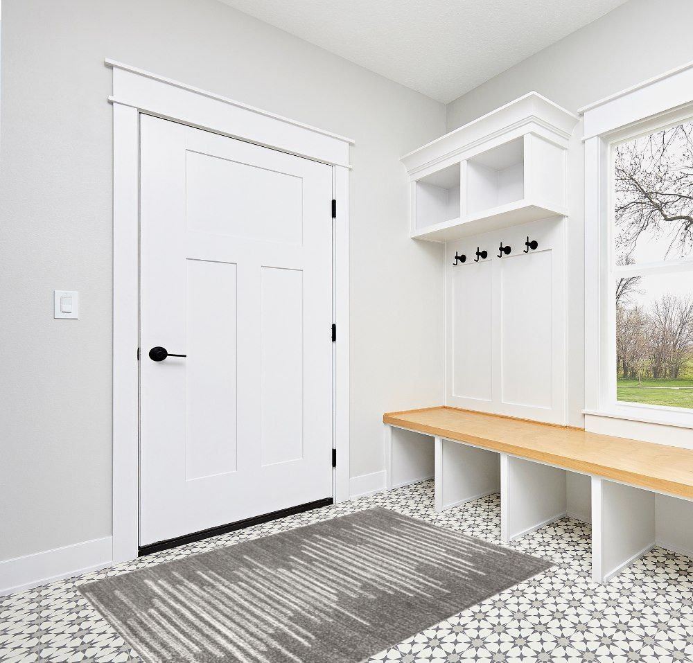 Entryway rug ideas in White Modern Entryway