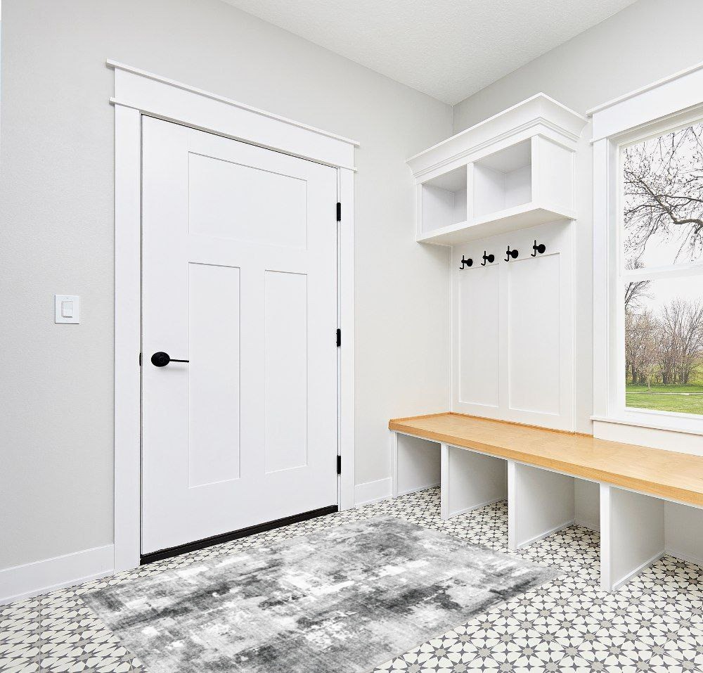 Entryway rug ideas washable in White Modern Entryway