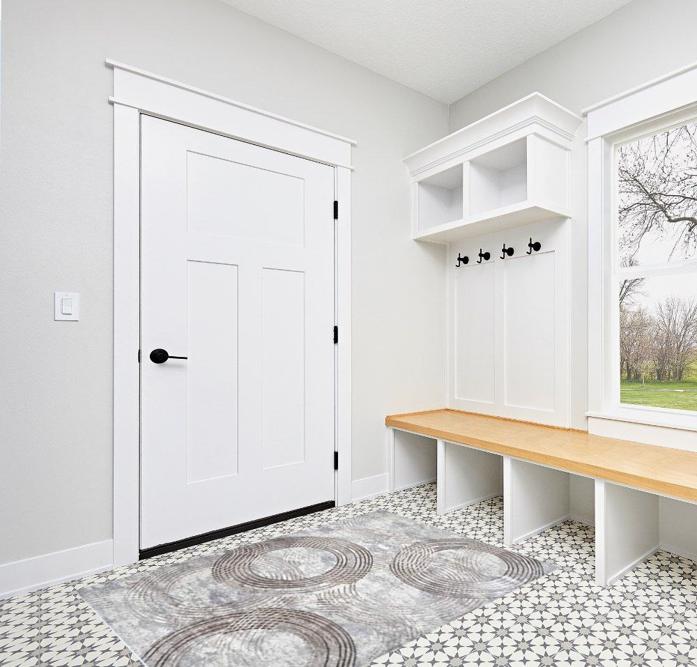 Rug ideas in White Modern Entryway