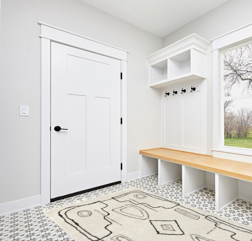 Rug ideas in White Modern Entryway