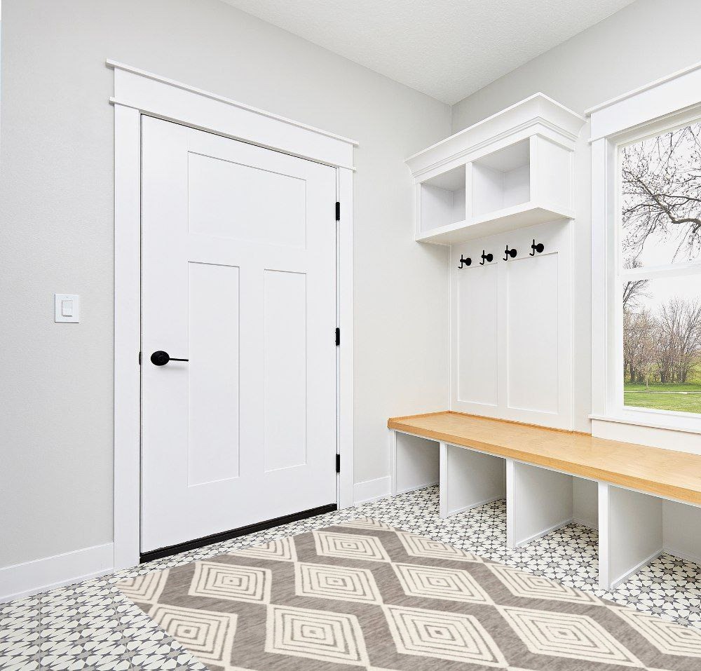 Rug ideas in White Modern Entryway