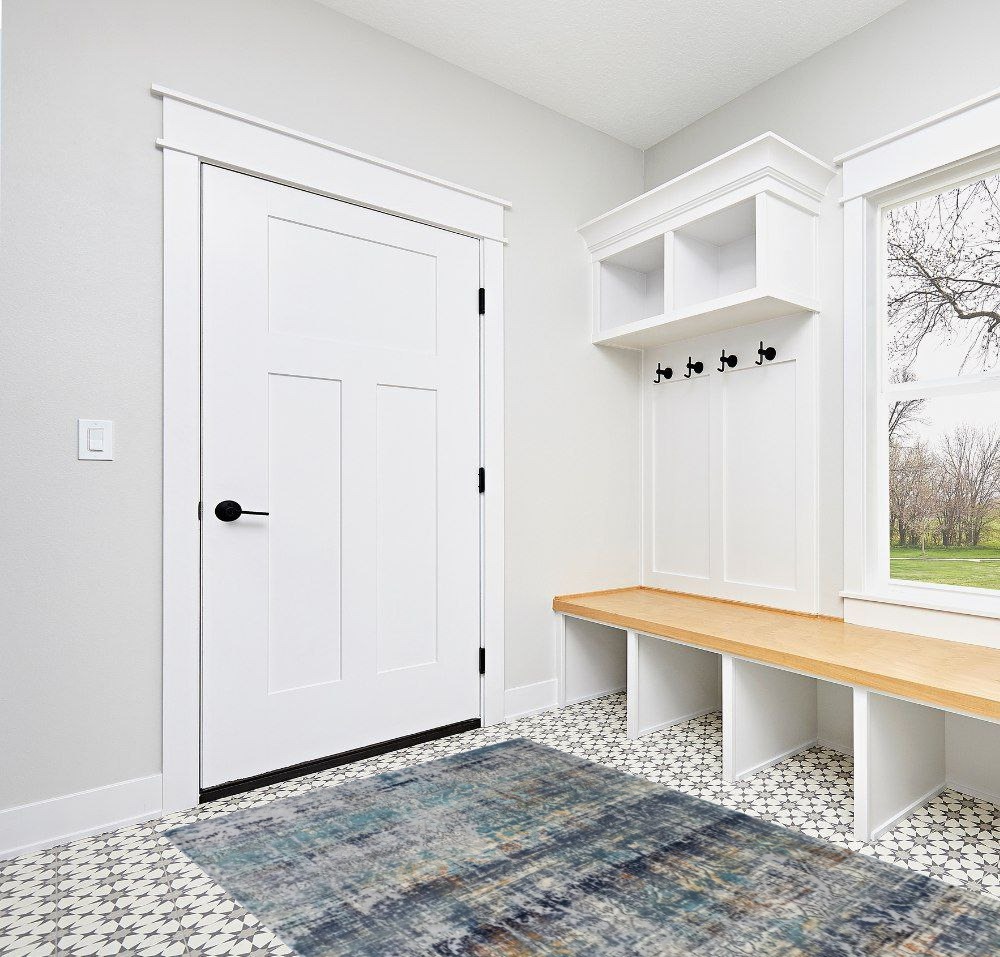 Rug ideas in White Modern Entryway