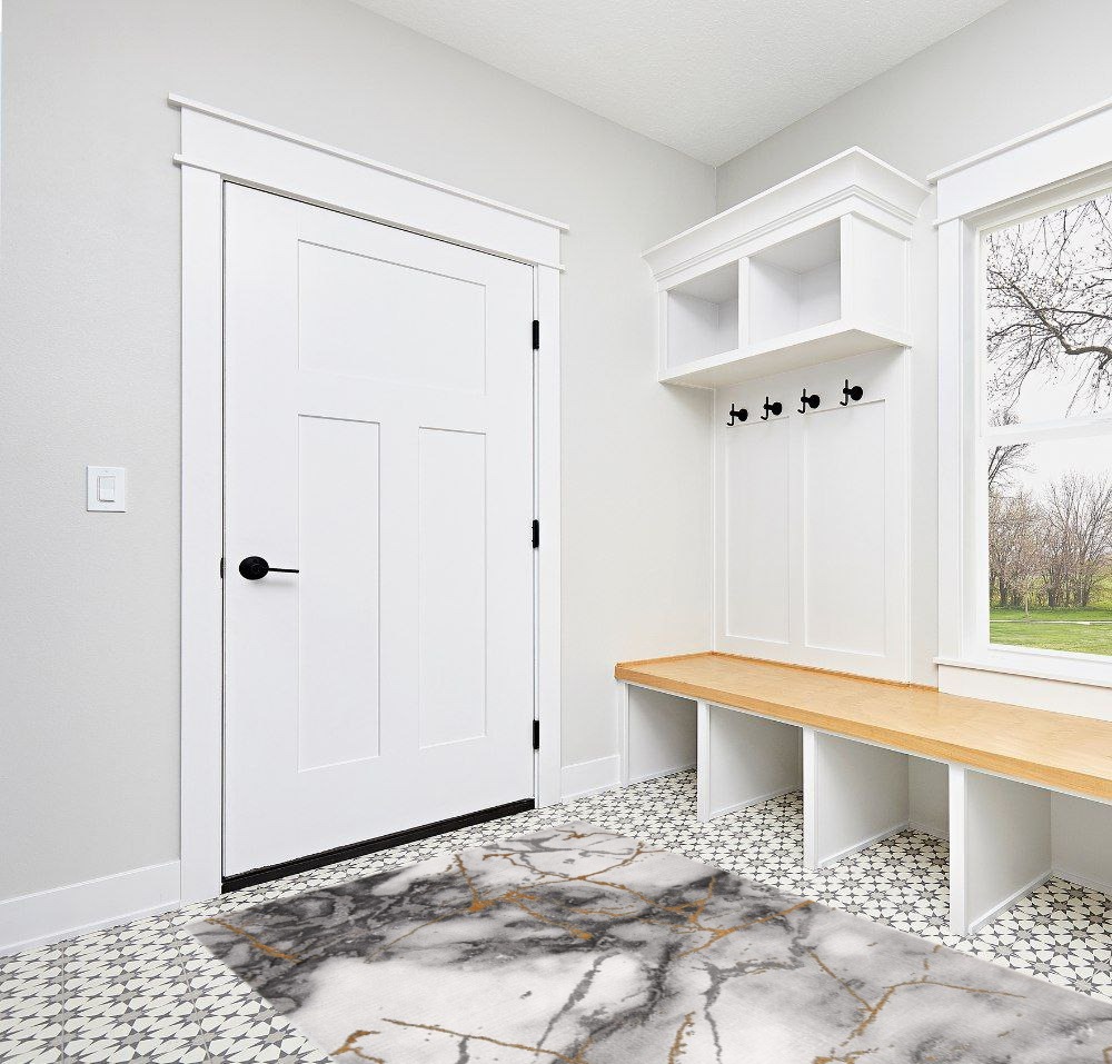 Entryway rug ideas modern in White Modern Entryway