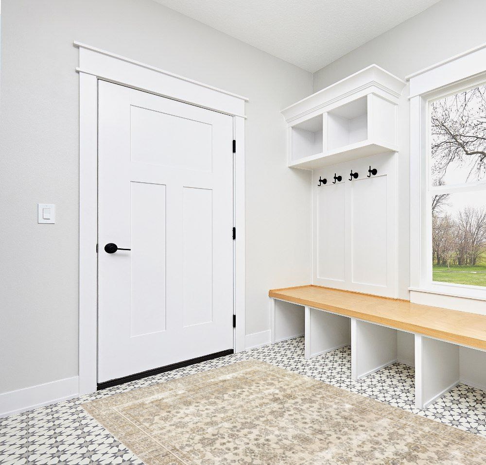 Entryway rug ideas washable in White Modern Entryway