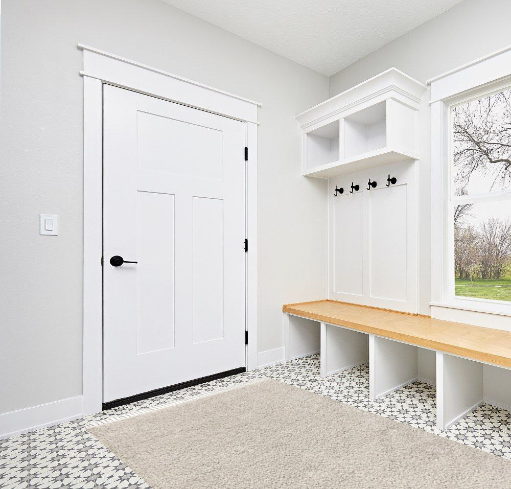 Rug ideas in White Modern Entryway