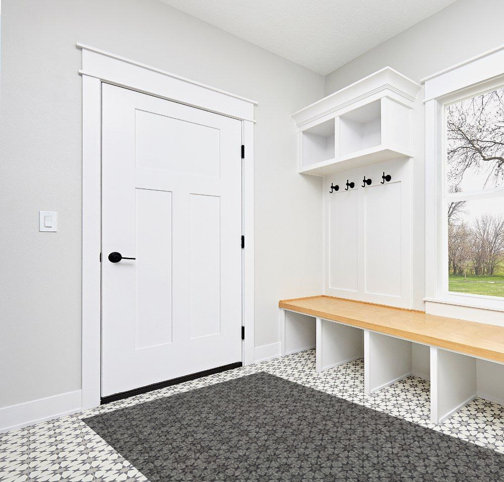 Rug ideas in White Modern Entryway
