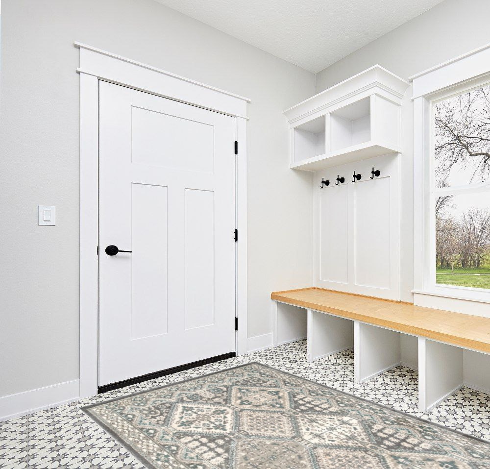 Rug ideas in White Modern Entryway