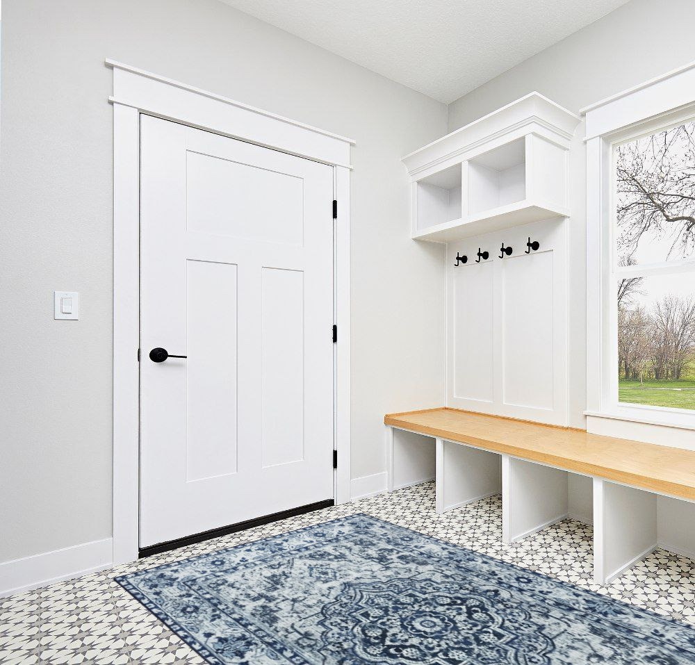 Rug ideas in White Modern Entryway