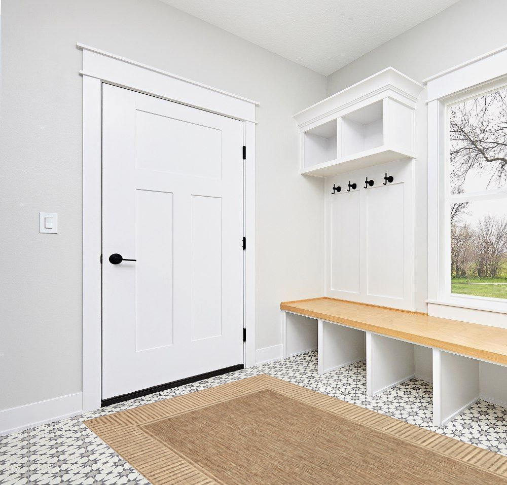 Rug ideas in White Modern Entryway