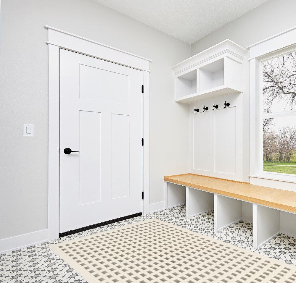 Rug ideas in White Modern Entryway