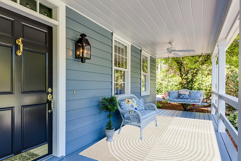 Farmhouse rug ideas in Light Blue Patio