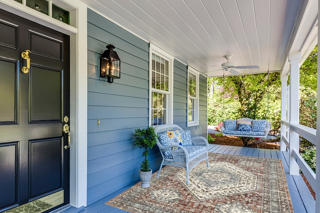 RUGSREAL Area Rug 6x9 Boho Medallion Area Rug Washable Distressed Entry Throw Rug Bohemian Indoor Rug Non-Slip Washable Low Pile Carpet for Entrance Living Room Bedroom Dining Table, Brown,6x9 in Light Blue Patio