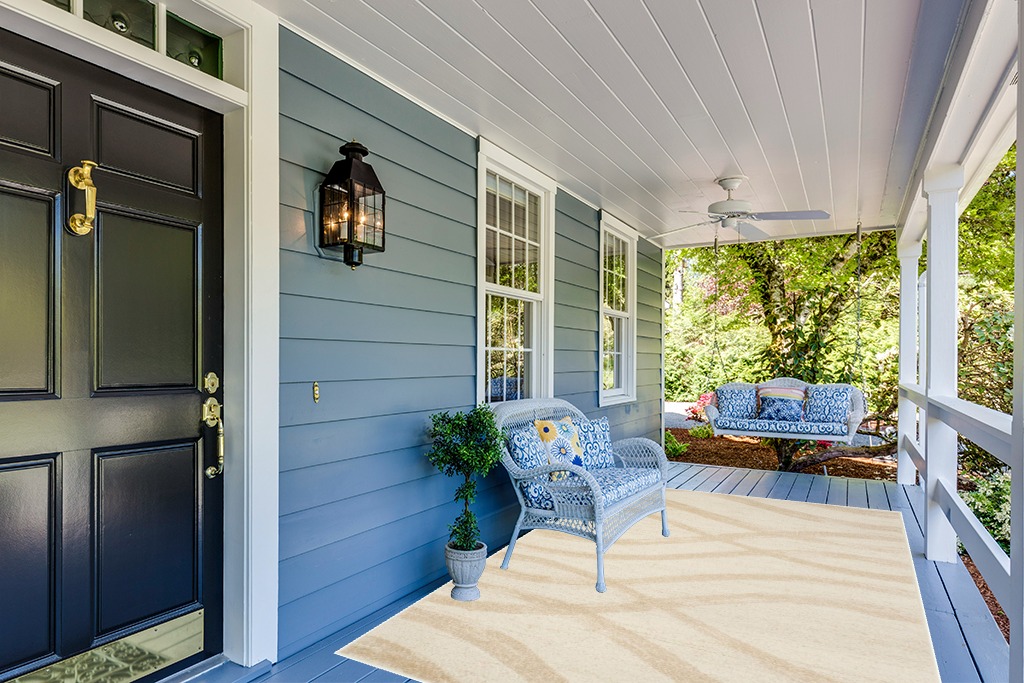 Cute rug ideas in Light Blue Patio