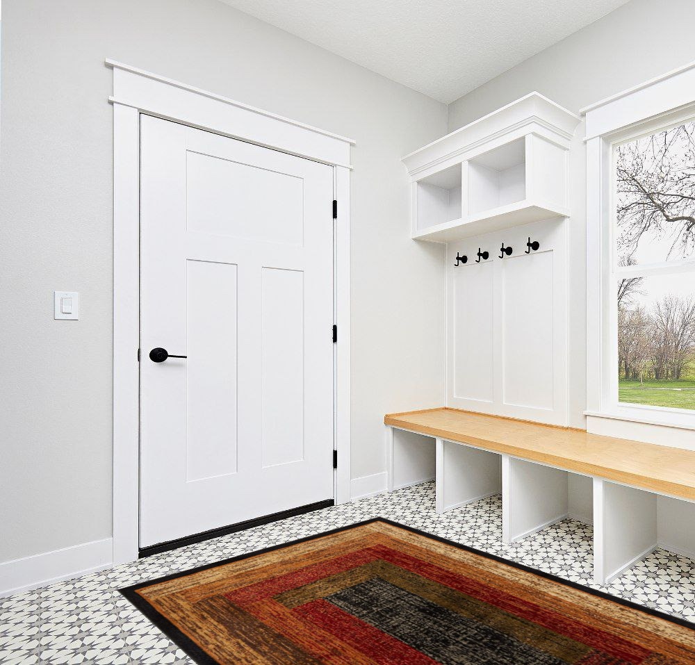 ‎Black/Brown ‎Royalty Vega ‎Fade Resistant, Stain Resistant ‎Area Rug in White Modern Entryway