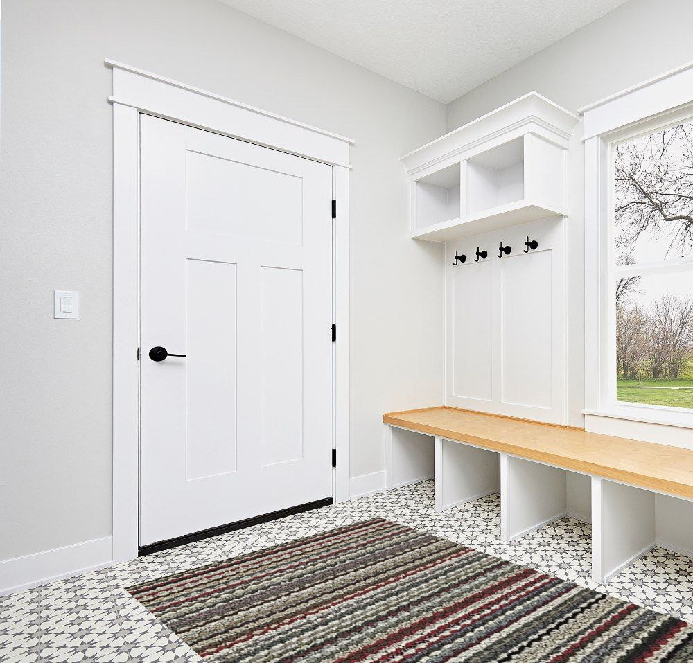 Rug ideas in White Modern Entryway