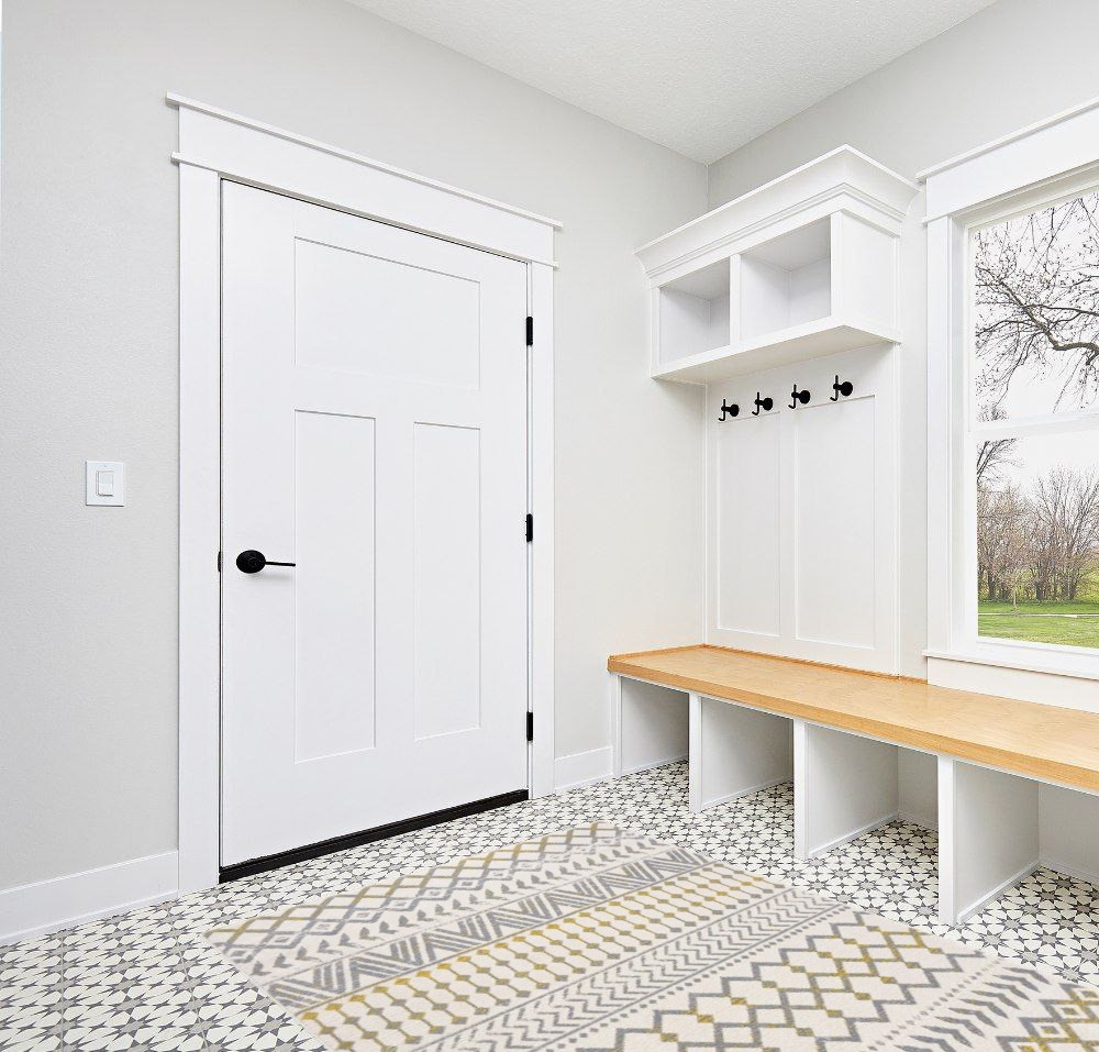 Rug ideas in White Modern Entryway
