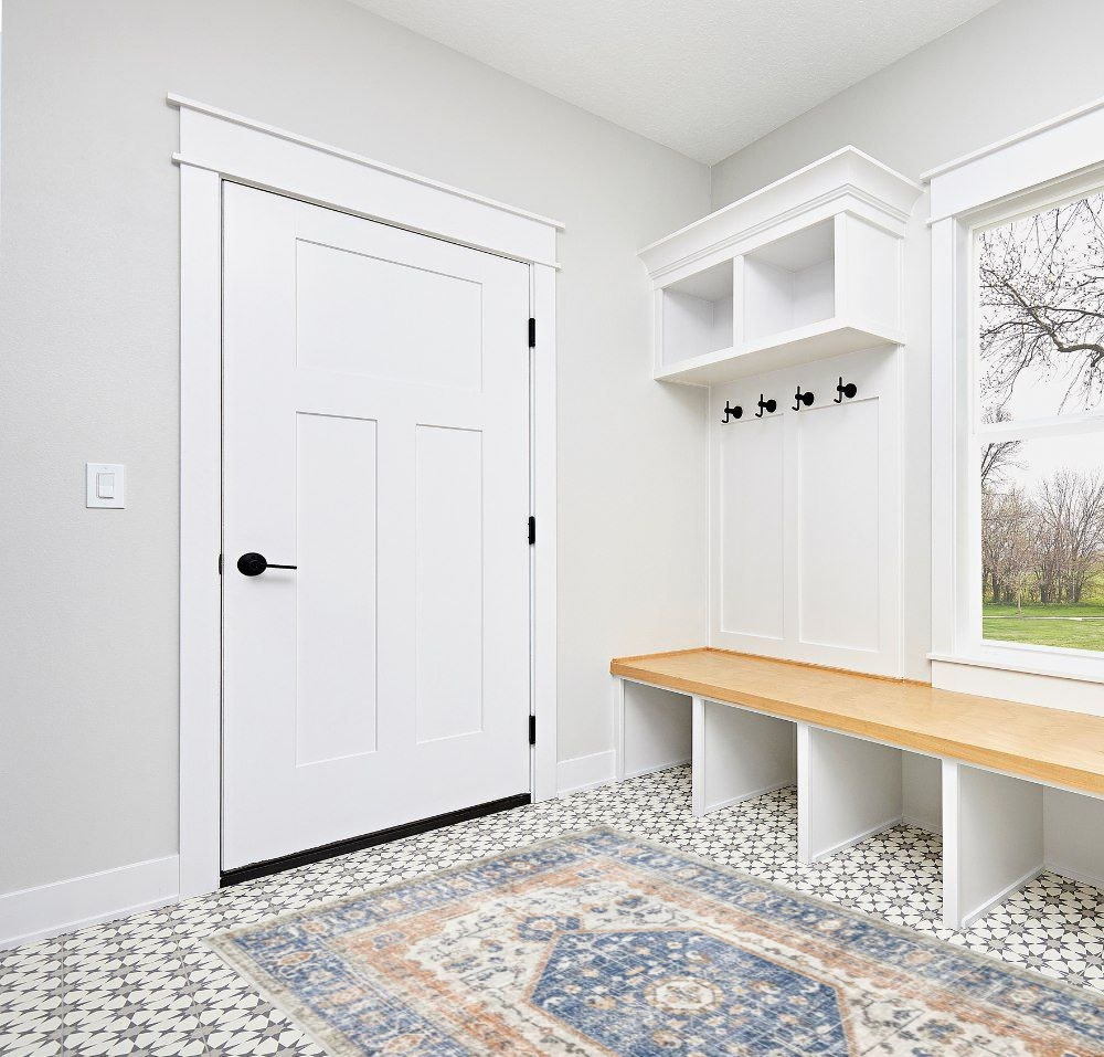Rug ideas in White Modern Entryway