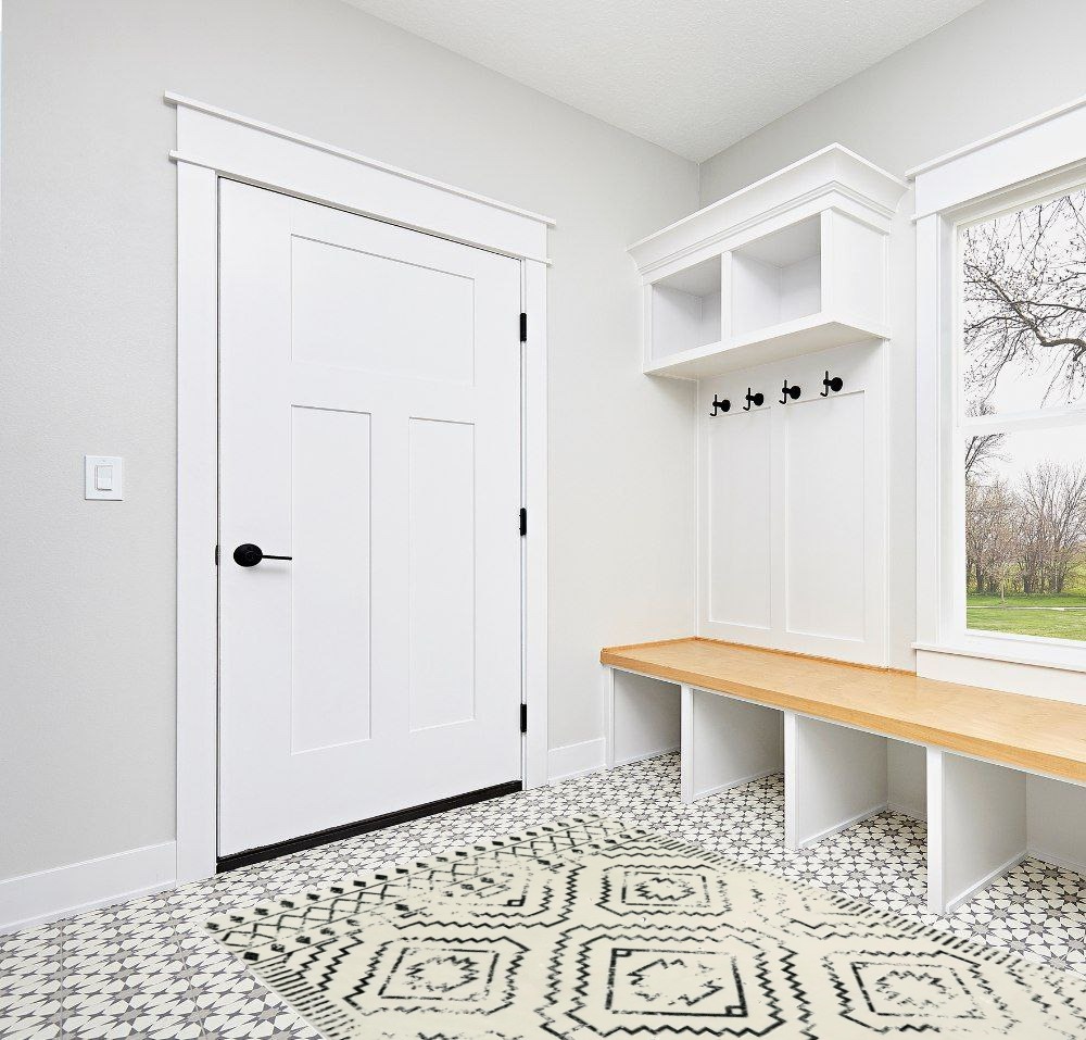 Rug ideas in White Modern Entryway