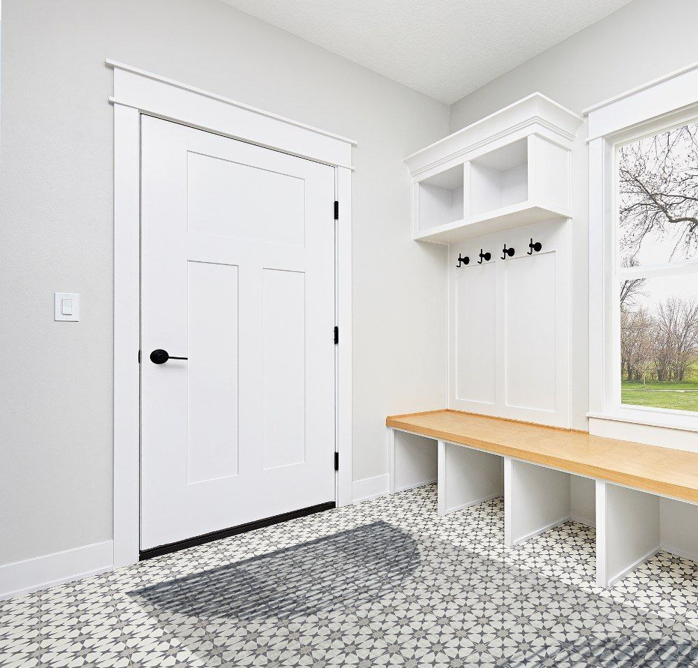 Rug ideas in White Modern Entryway