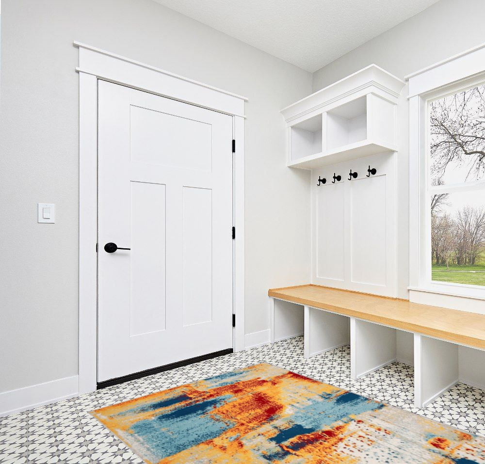 Rug ideas in White Modern Entryway