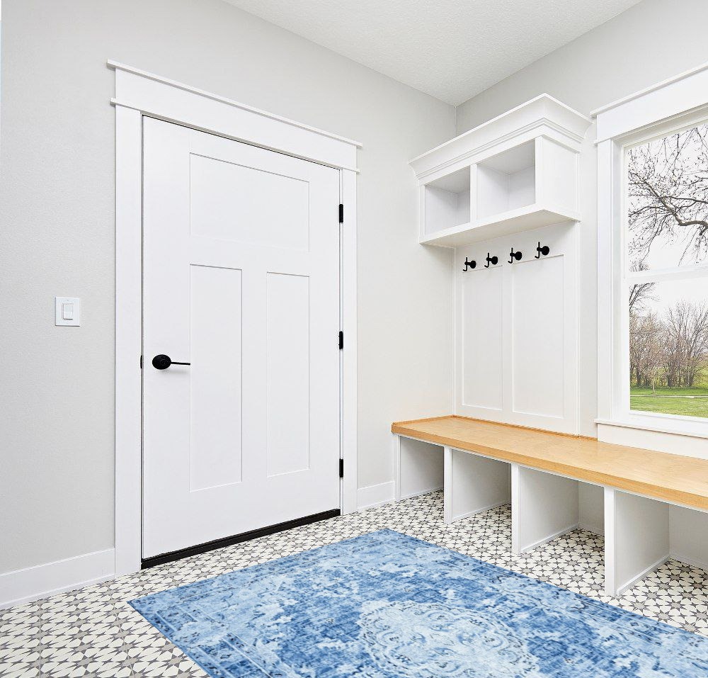 Rug ideas in White Modern Entryway