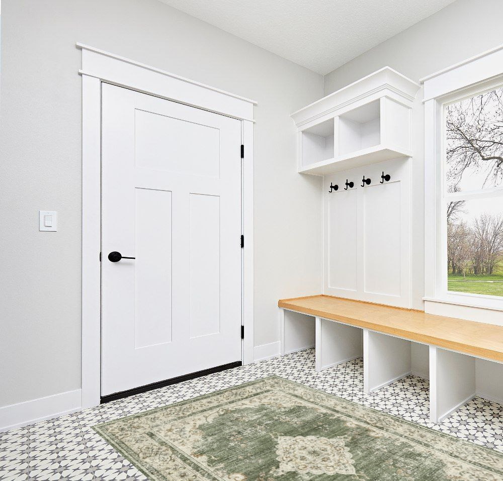 Rug ideas in White Modern Entryway