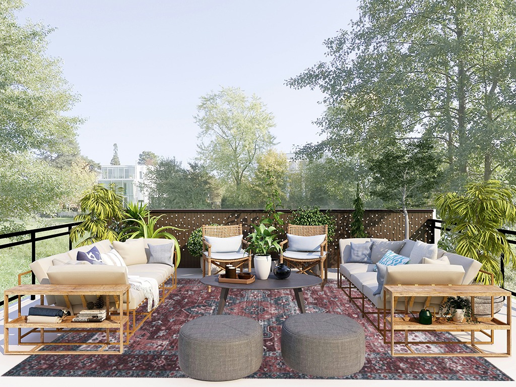 Boho rug ideas in Scandinavian Modern Patio