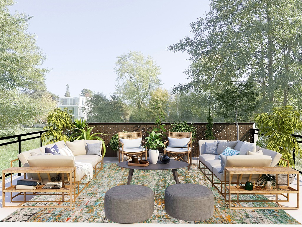 Modern outdoor rug ideas in Scandinavian Modern Patio
