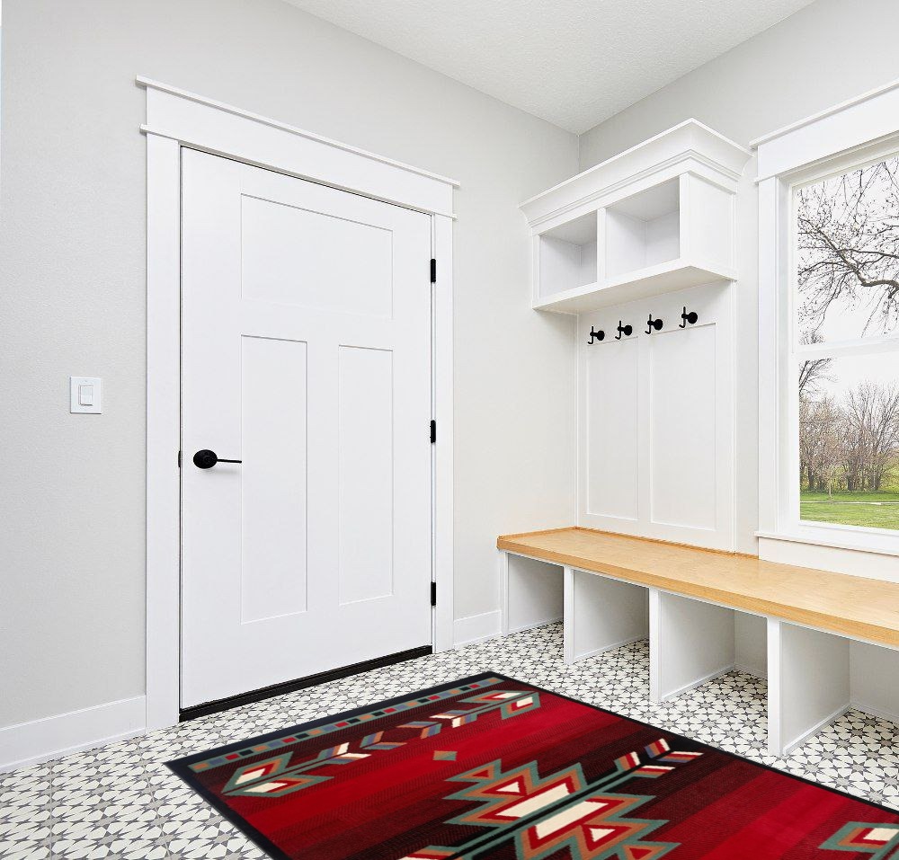Home Dynamix Sagrada Southwest Area Rug 5x7 Black/Red/Ivory in White Modern Entryway
