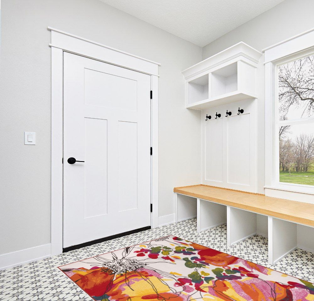 Cute rug ideas in White Modern Entryway
