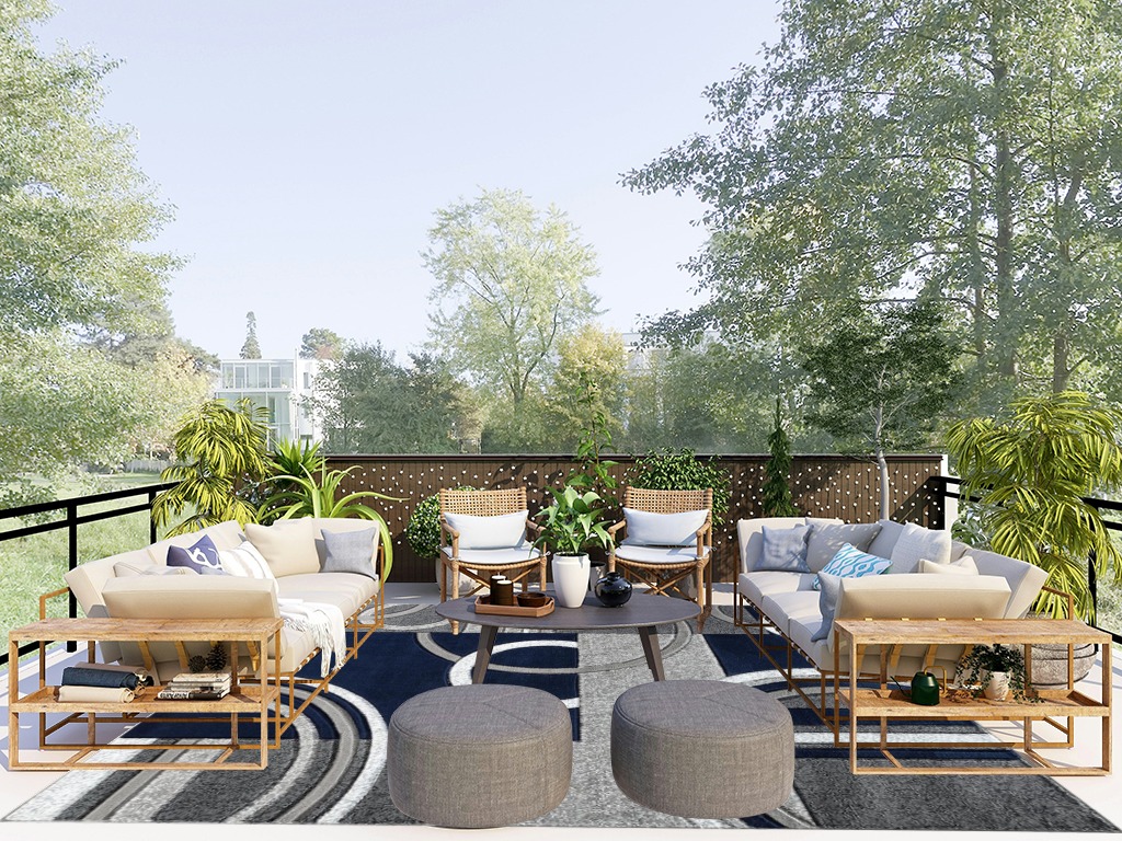 Modern outdoor rug ideas in Scandinavian Modern Patio