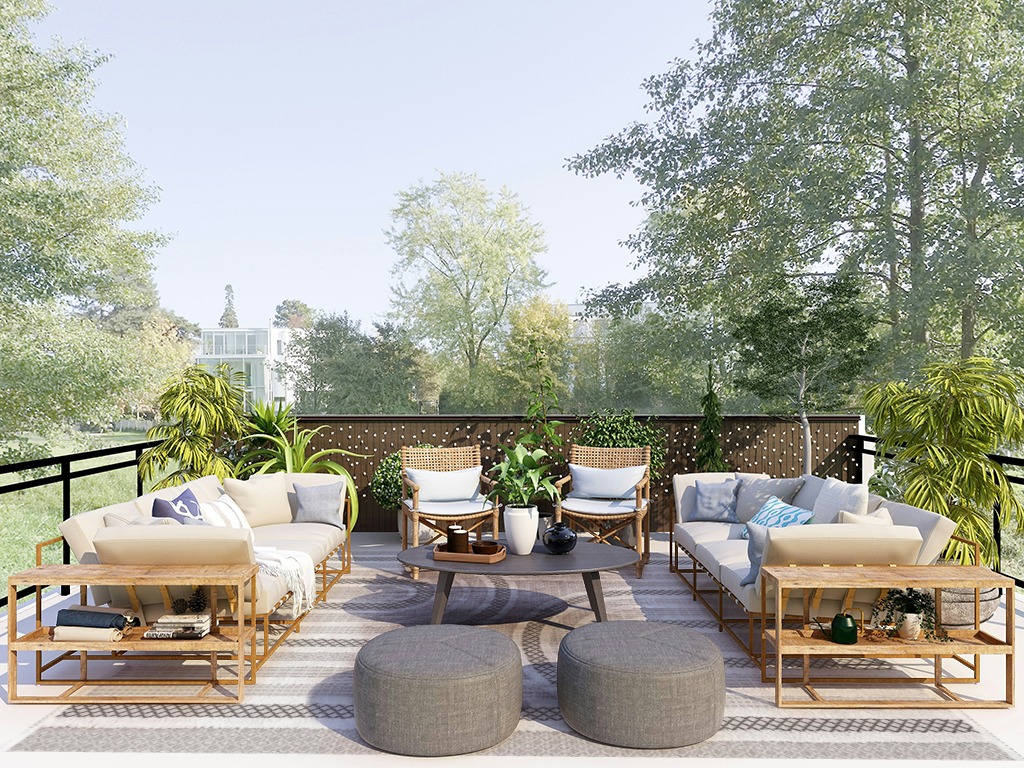 Modern outdoor rug ideas in Scandinavian Modern Patio