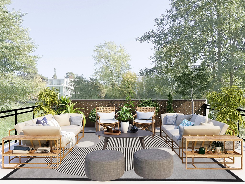 Modern outdoor rug ideas in Scandinavian Modern Patio