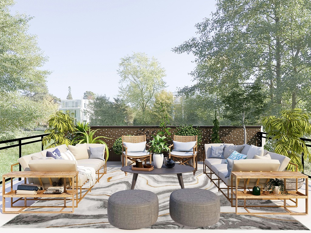 Modern outdoor rug ideas in Scandinavian Modern Patio