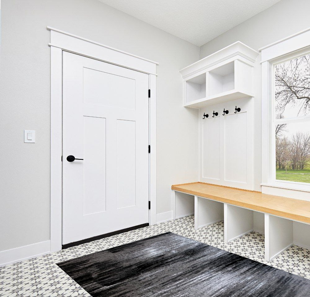 Masada Rugs, Modern Contemporary Area Rug, Grey Black White (5 Feet x 7 Feet) in White Modern Entryway