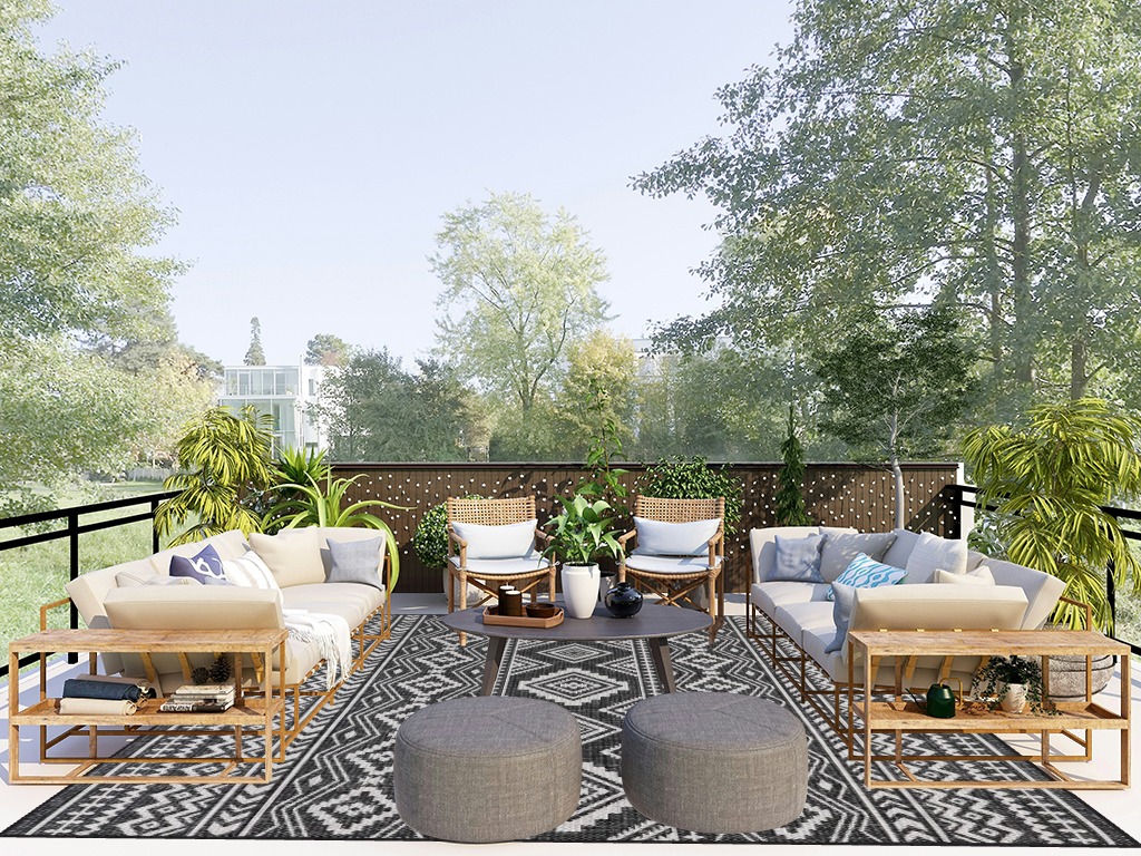 Outdoor patio rug ideas in Scandinavian Modern Patio