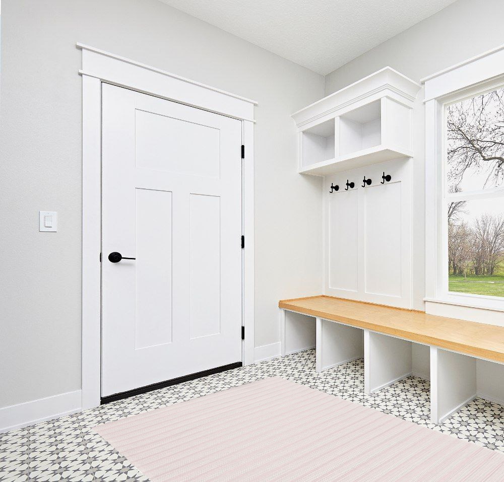 Rug ideas in White Modern Entryway
