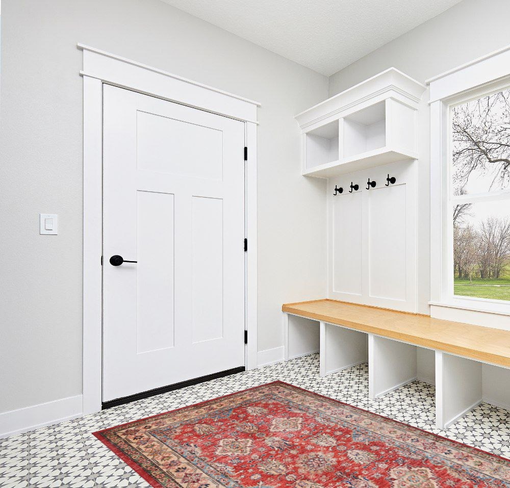 Nourison Fulton Persian Red 5' x 7' Area -Rug, Easy -Cleaning, Non Shedding, Bed Room, Living Room, Dining Room, Kitchen (5x7) in White Modern Entryway