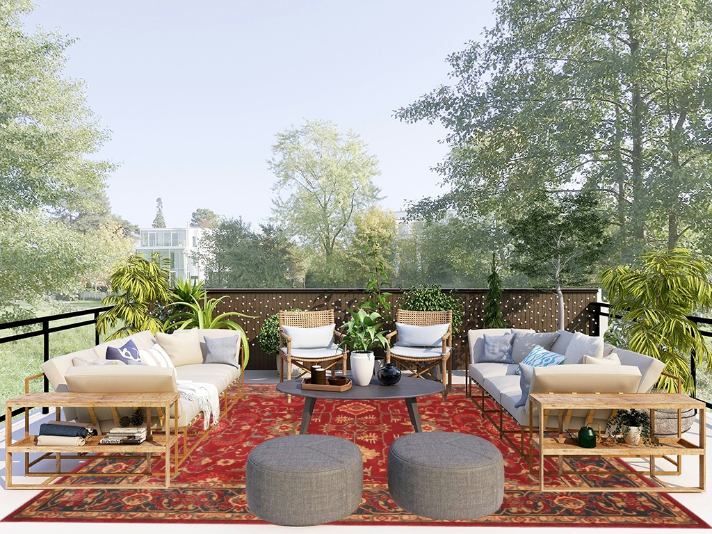 Oriental rug decorating ideas in Scandinavian Modern Patio